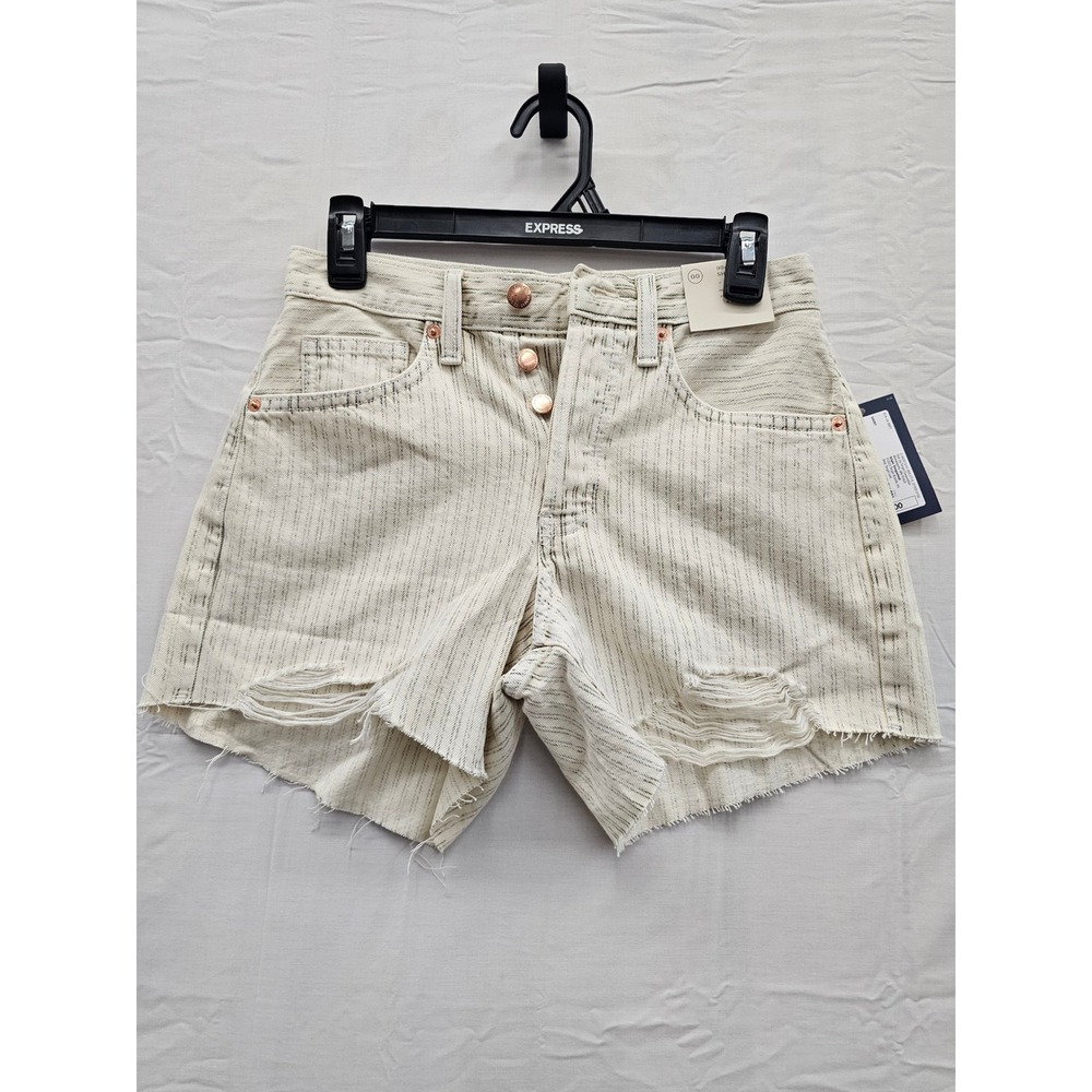 Universal Thread Womens High Rise Shorts White Cotton Distressed Casual Size 00